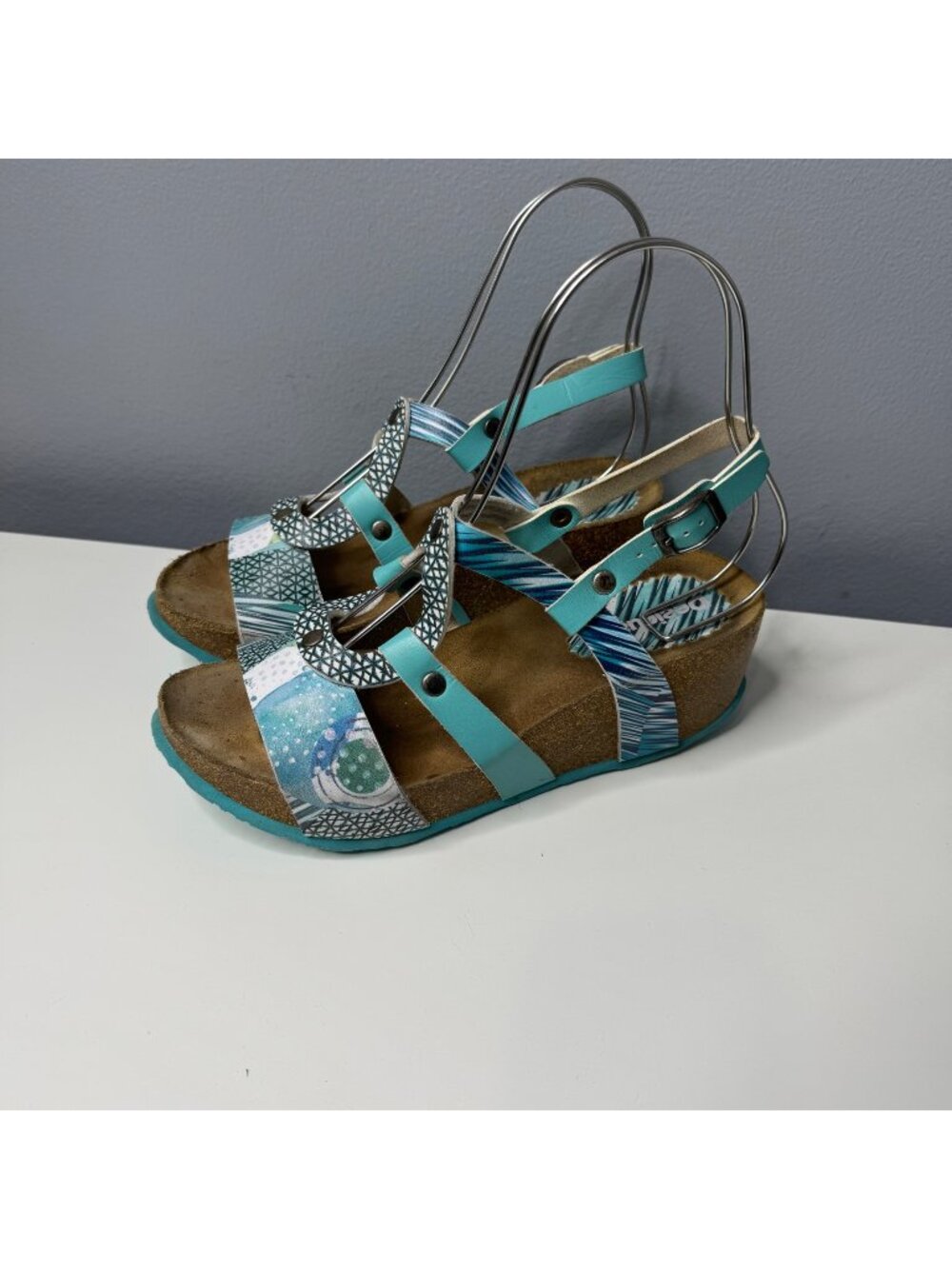 DESIGUAL cork wedge leather sandals size 40 or US 9